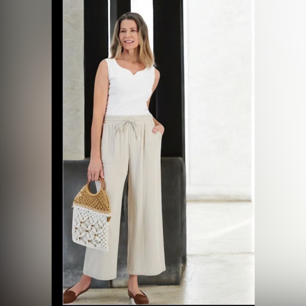 CeCe Off White Fully Lined Wide Leg Pants Size (P/L) 🌹